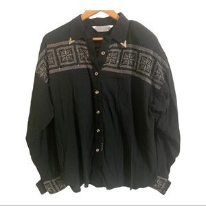 Black Embroidered Women's Blouse